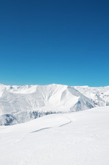 High mountains under snow in the winter