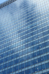 Steel and glass side of skyscraper buildings