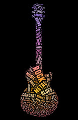 Tagcloud: guitar silhouette of music words - 30725574