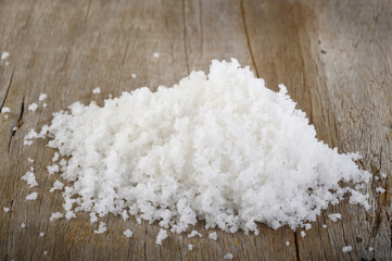 salt on wood background