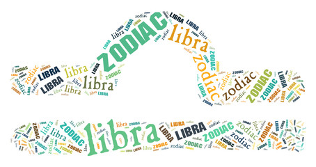 Textcloud: silhouette of Libra