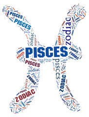 Textcloud: silhouette of Pisces