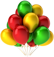 Party balloons multicolor red green yellow. Celebrate decoration