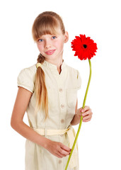 Child giving flower.