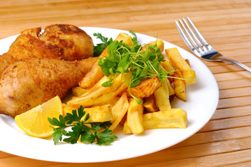 Fried chicken with potato