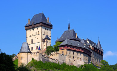 Fototapeta na wymiar the exterior of czech castle named karlstejn