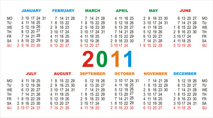 calendar for 2011
