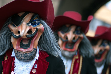 Mask parade at the historical carnival in Freiburg, Germany