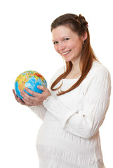 World is in the hands of pregnant girl.