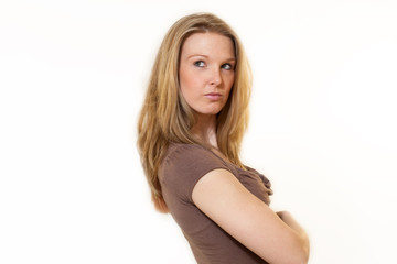 Portrait eoner ernsten jungen Frau