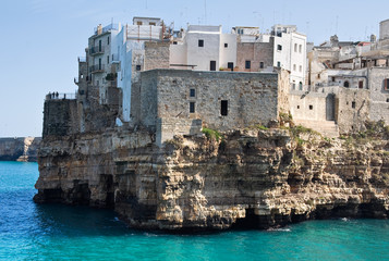 Panoramic view of Polignano a Mare. Apulia.