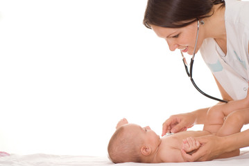 Doctor with newborn child