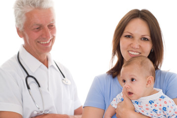 doctor and a woman with baby