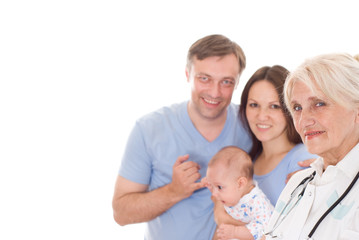 doctor and family with a newborn