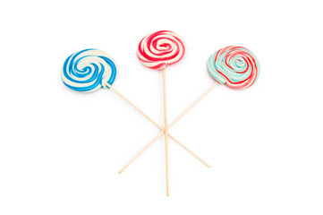 Colorful lollipop isolated on the white