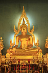Buddha in church at Wat Benchamabophit in Bangkok, Thailand