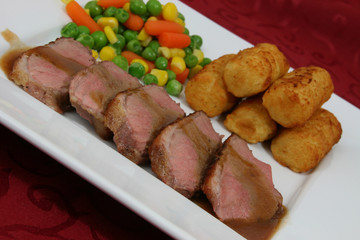 Entenbrustfilet mit Kroketten