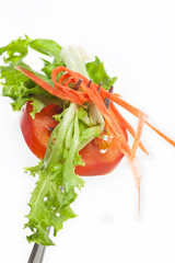 Salad on fork