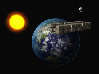 Obraz na płótnie Canvas Statek śmieci w systemie Sun na Ziemi