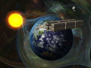Garbage ship in Sun system over Earth - 30738556