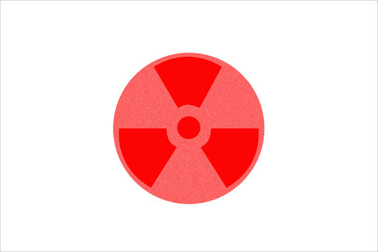 Japanische Flagge mit Atomzeichen