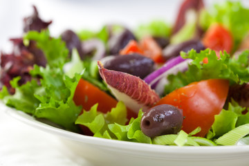 Vegetable salad with marinated olives