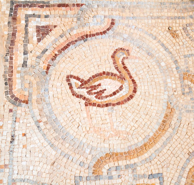 Floor mosaics in Qasr Al Hallabat desert castle,