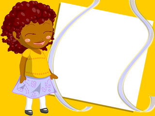 frame illustrated with  happy black girl