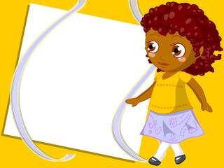 frame illustrated with  happy black girl