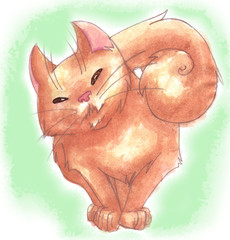sketch of fat lazy cat