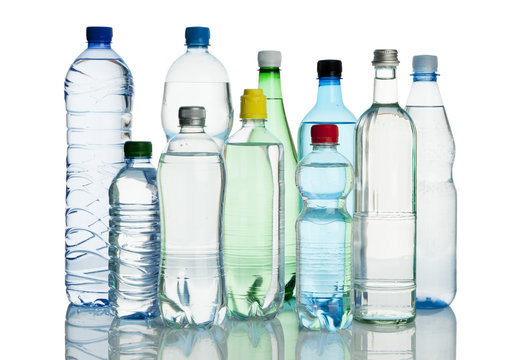 assortment of mineral water bottles