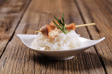 Chicken skewer and rice