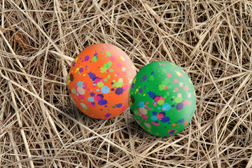 Fototapeta na wymiar Easter Egg on straw