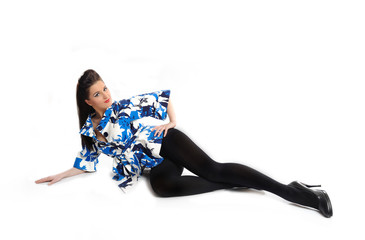 Beautiful sexy fashion model woman in leggings.isolated