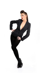 Beautiful sexy fashion model woman in formal suit.isolated