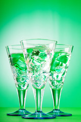 Water in the glass against gradient background