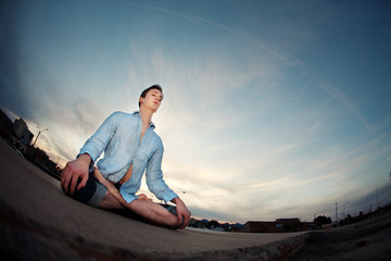 Fototapeta na wymiar Young Man Meditating