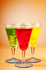 Colourful cocktail in glasses
