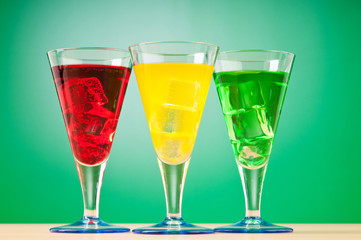 Colourful cocktail in glasses