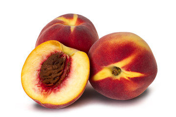 peaches on white background