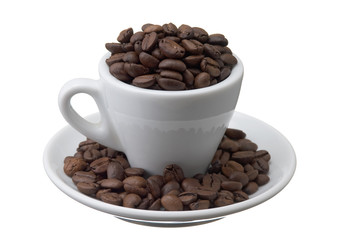 Cup with coffee beans