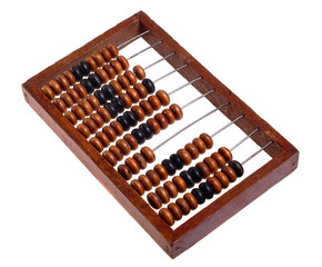 Old abacus, isolated on a white background (retro).