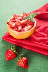 Fruit salad with strawberry and grapefruit