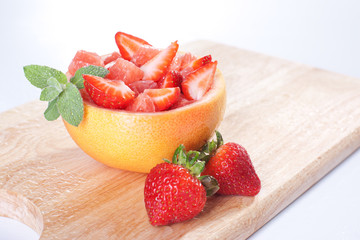 Fruit salad with strawberry and grapefruit