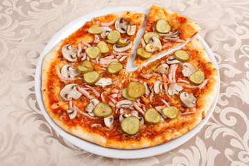 tasty pizza on the plate