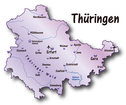 Thüringen Übersichtskarte flieder
