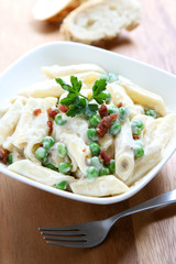 Pasta with Prosciutto & Peas