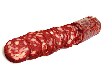 Smoked sausage isolated on white