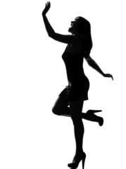 Fototapeta na wymiar stylish silhouette woman dancing happy