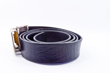Black Old leather belt. on white background